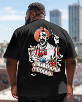 Men's Plus Size Street Fashion Vintage Chicken Leg Clown Print Round Neck Short Sleeve T-Shirt